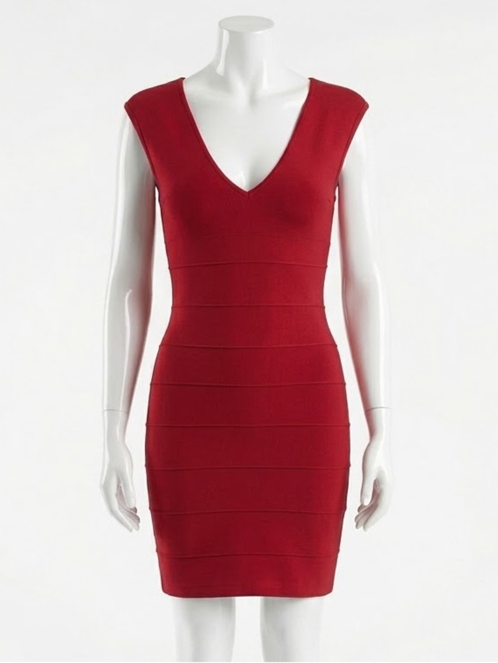 Liz Minelli Sleeveless Red V-Neck Bodycon Cocktail Dress Medium